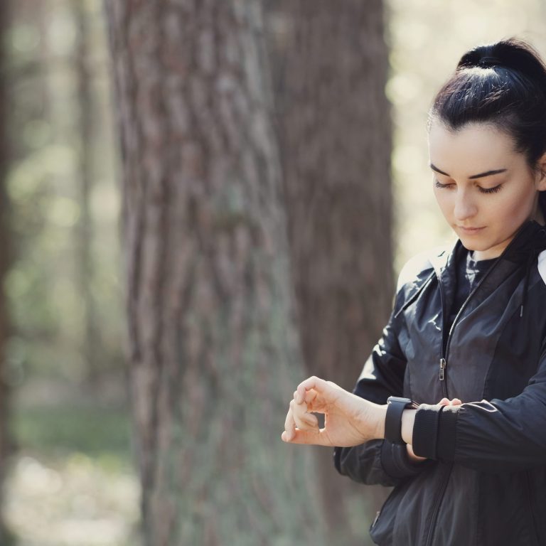 Sport outdoor. Exercise in the woods